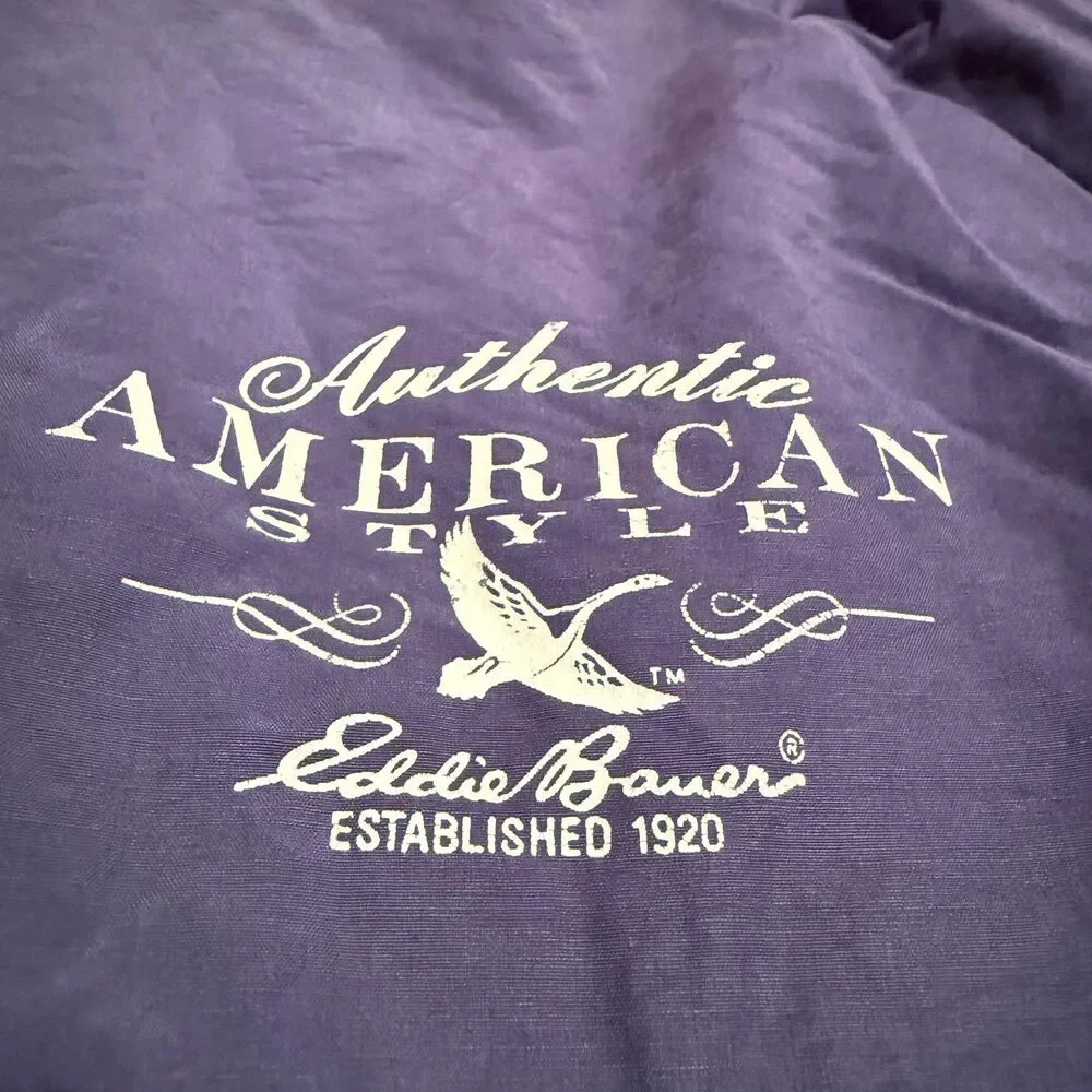 Eddie Bauer Jacket Mens Medium Purple Hooded Lined Full Zip Windbreaker Outdoor